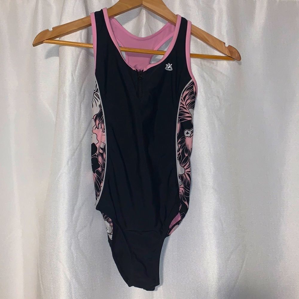 ZERO XPOSUR‎ Swimwear girls pink and black one piece. Size 12